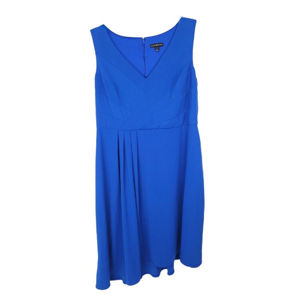 Lane Bryant Dress Womens 16 Midi Long Sleeveless V Neck Zip Lined Asymmetrical